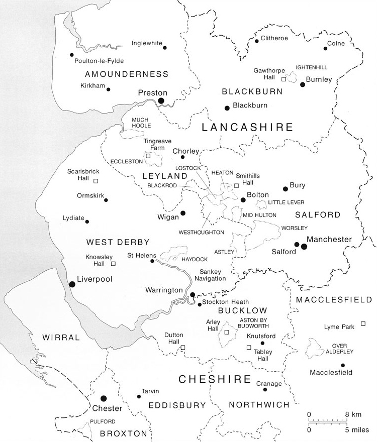Map of Lancashire & Cheshire