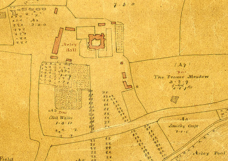 Map of Arley Hall Gardens 1744